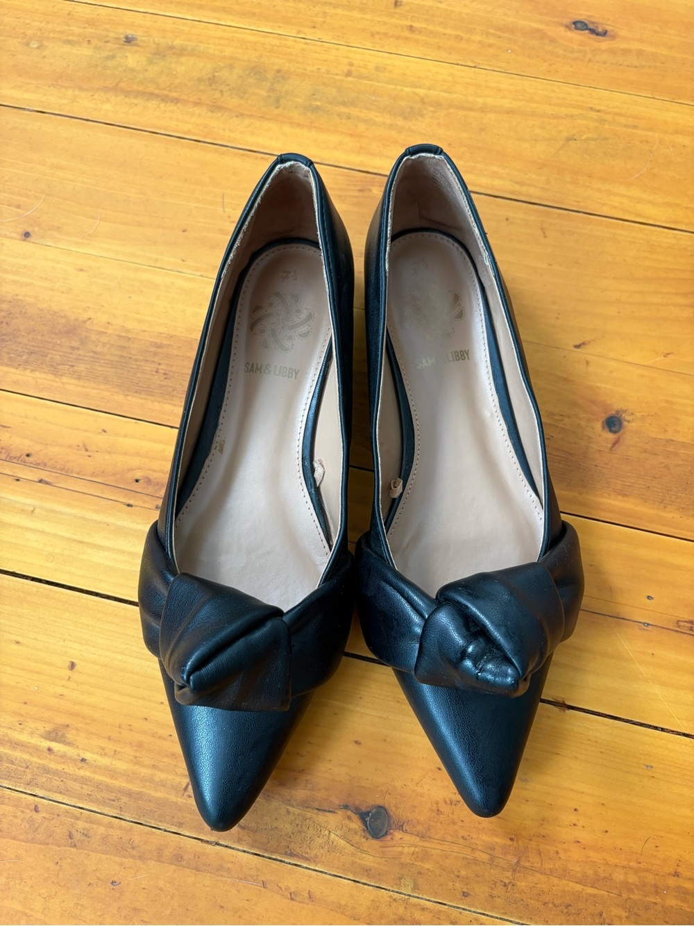 Cole Haan Black Pointed Knot Ballet Flats